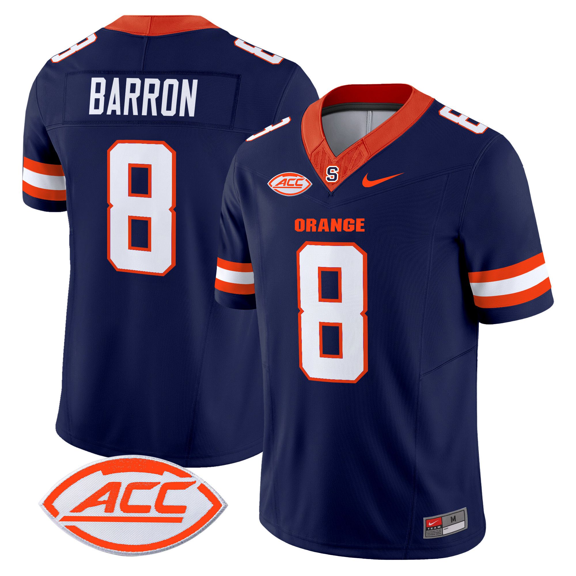 Men Syracuse Orange #8 Barron Blue Nike 2024 Vapor Limited NCAA Jersey style 1